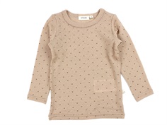 Lil Atelier rugby tan heart top pointelle merino wool